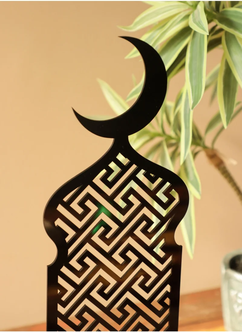 LOWHA Acrylic Decor Stand in Ramadan Crescent Shape with Islamic Pattern