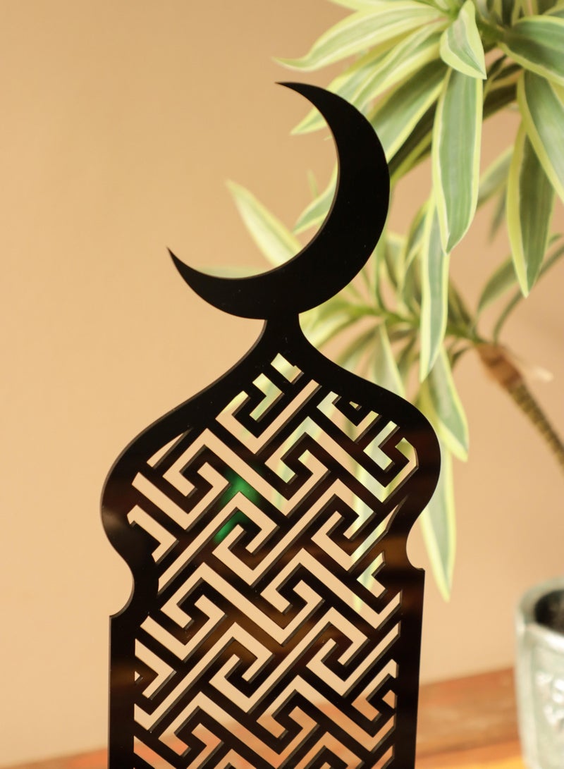 LOWHA Acrylic Decor Stand in Ramadan Crescent Shape with Islamic Pattern - Image 2