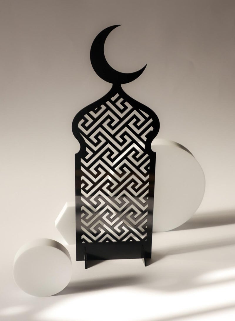 LOWHA Acrylic Decor Stand in Ramadan Crescent Shape with Islamic Pattern - Image 3