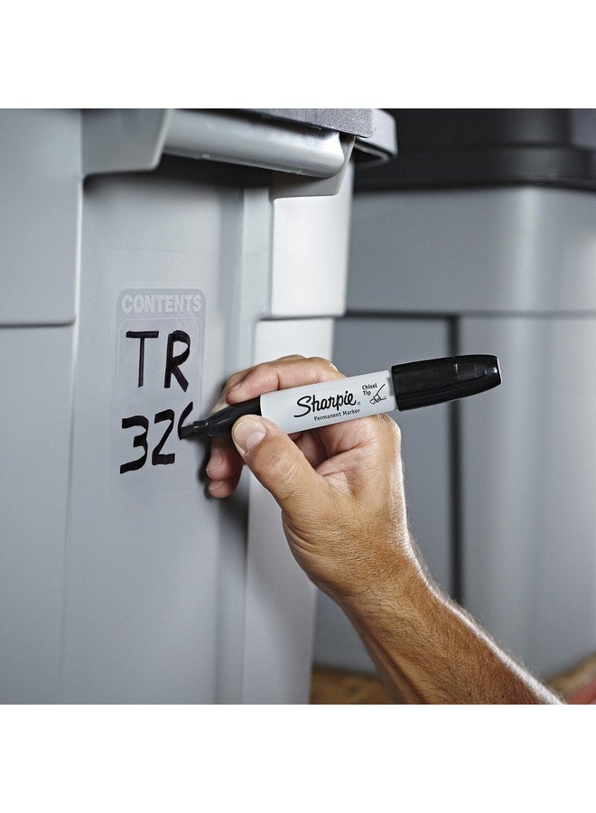 شاربي أقلام تحديد دائمة، بطرف مشطوف، باللون الأسود، عدد 4 - Image 5