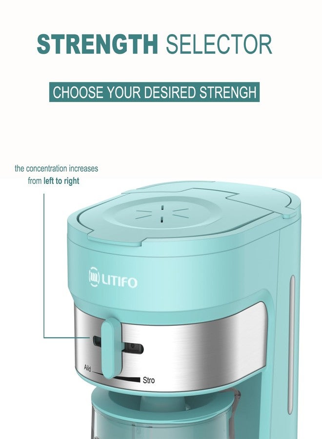 LITIFO Iced Tea Maker and Iced Coffee Maker Brewing System with 2.5-quart Pitcher, sliding strength selector for Taste Customization, Stainless Steel (Green) - Image 5