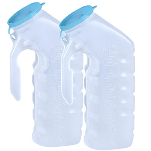 Vakly Male Urinal with Glow in The Dark Cover [32oz Pack of 2] Portable Pee Bottles for Men Used for Hospitals, Incontinence, Emergency and Travel (2) - Image 1