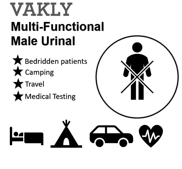 Vakly Male Urinal with Glow in The Dark Cover [32oz Pack of 2] Portable Pee Bottles for Men Used for Hospitals, Incontinence, Emergency and Travel (2) - Image 5