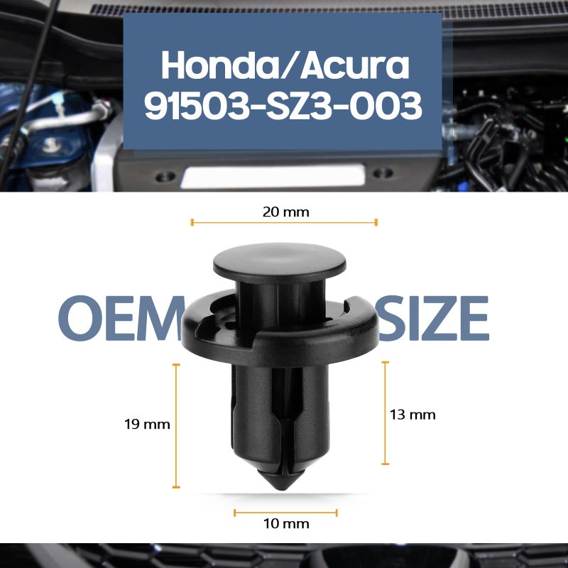 Xislet 120 Pcs POM Fastener Rivets Compatible with Honda Acura Accord Civic Fits Bumper and Fender Body Retainer Clips with Tool Replace - 91503-SZ3-003 - Image 5