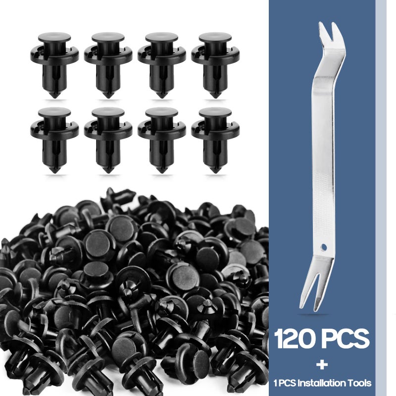 Xislet 120 Pcs POM Fastener Rivets Compatible with Honda Acura Accord Civic Fits Bumper and Fender Body Retainer Clips with Tool Replace - 91503-SZ3-003 - Image 2