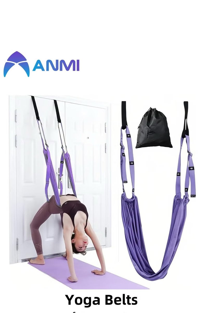 Anmi Yoga Belts , Waist Back Leg Stretching Strap, Be suitable for Fitness, Yoga, Gymnastics (‎Purple)