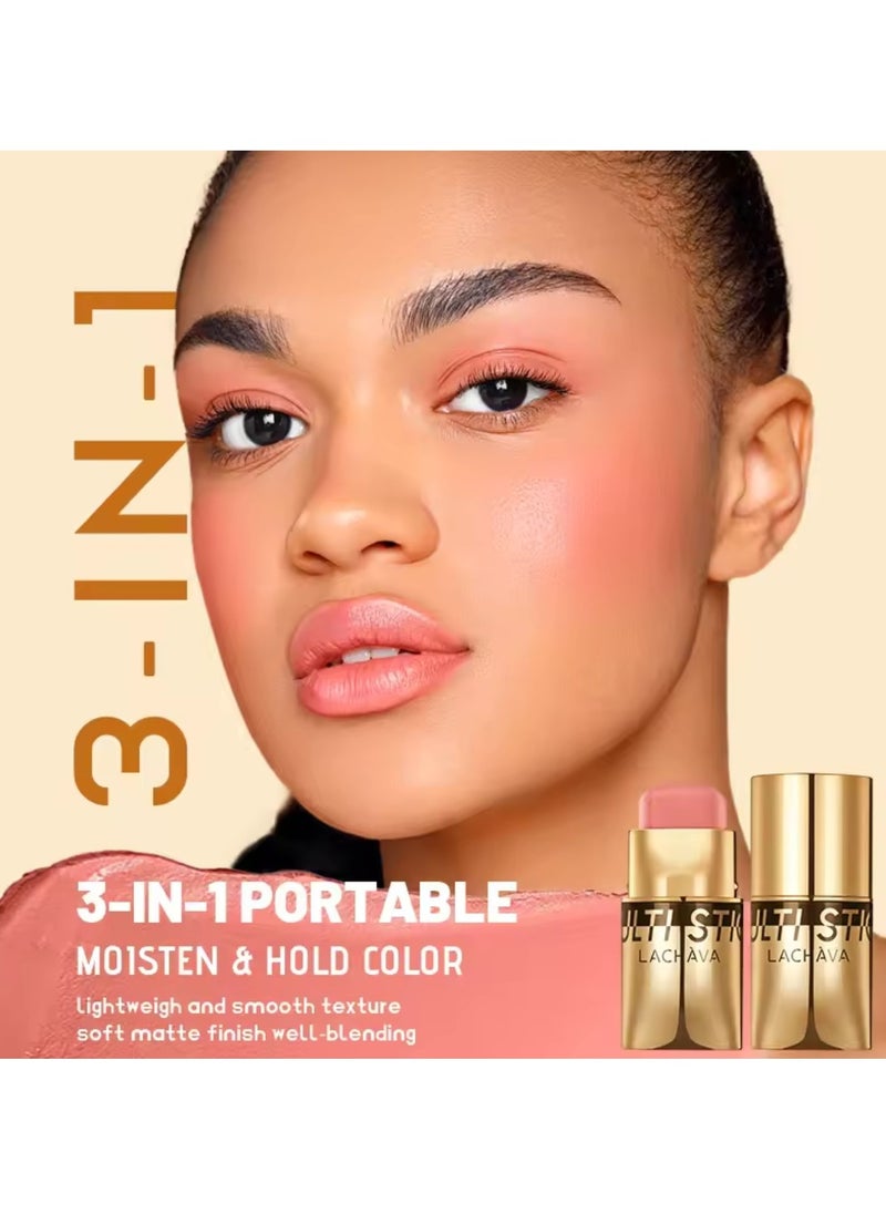 LACHAVA - Multi Stick Blush for Eyeshadow and Lipstick Eyeshadow Lipstick and Face Blusher Cream 3 in 1 Non Sticky Moisturizing Hydrating Smooth Face Blush Makeup Lipstick 8G 06 - Image 1