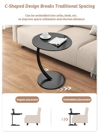 Nordic Style Round Side Table, Small Sofa Side Table for Living Room, Bedroom, Study Room and Office, Modern End Table for Small Spaces, Black - view 2