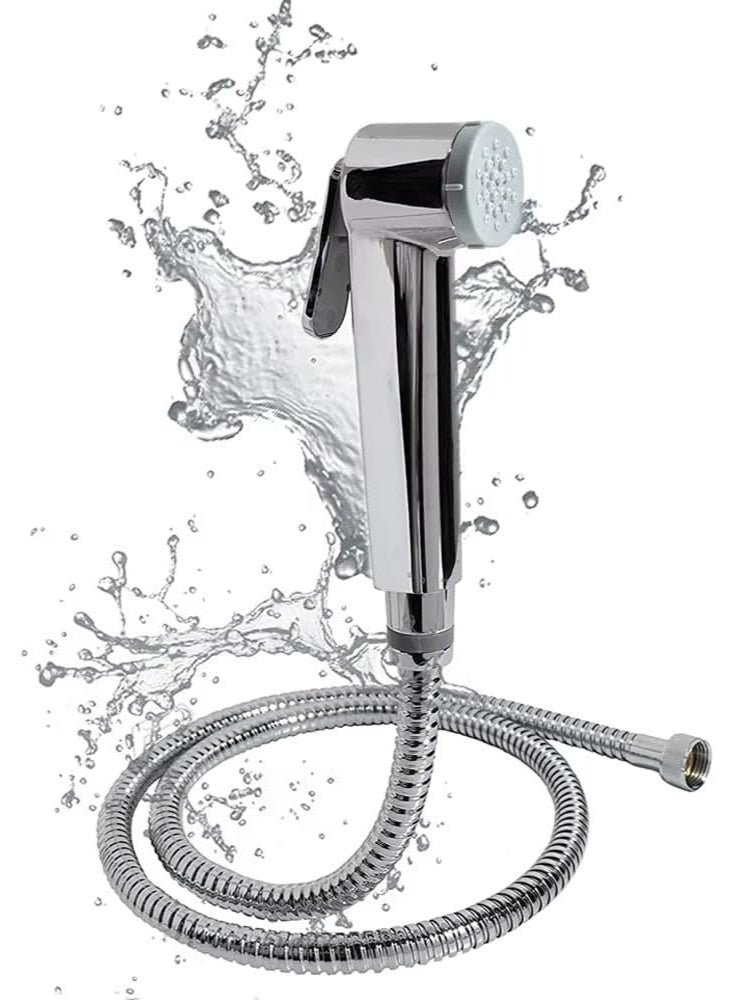 صنبور دش يدوي أسطواني من فيدمار، بخاخ ماء بارد فردي للمرحاض مع خرطوم وحامل، للاستخدام الشخصي أو استحمام الحيوانات الأليفة، فضي اللون - Image 2