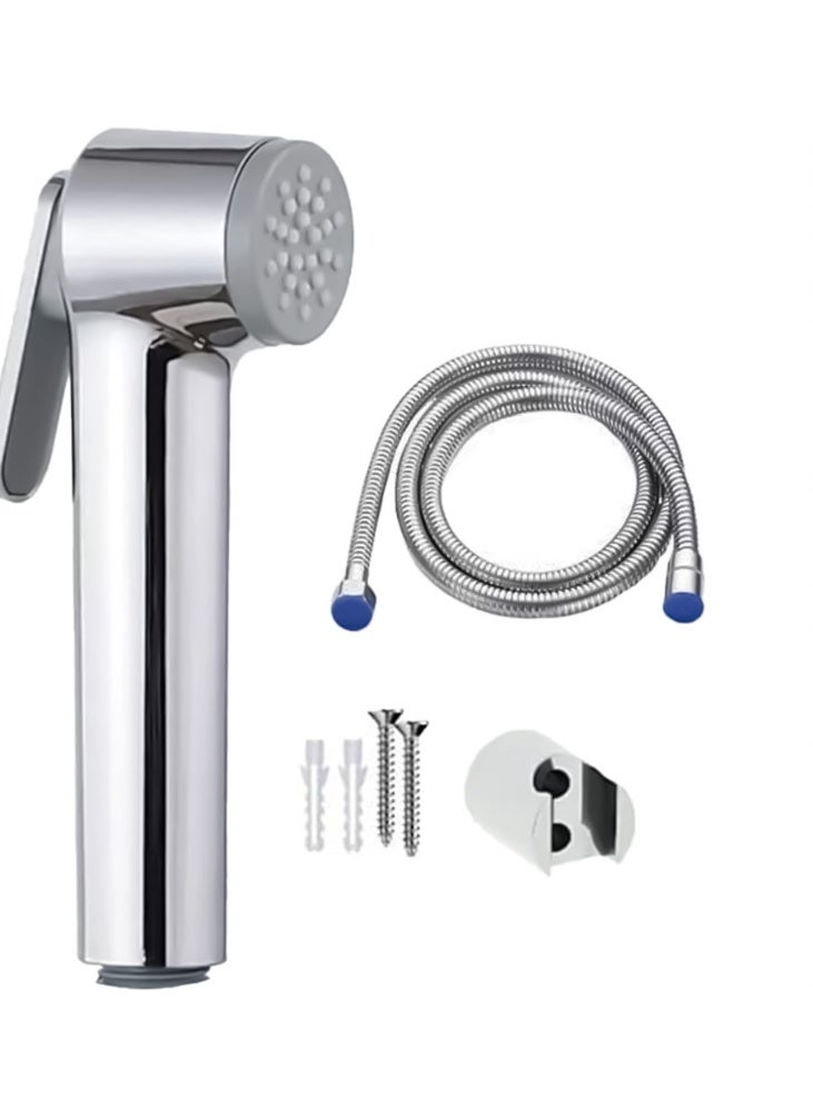 صنبور دش يدوي أسطواني من فيدمار، بخاخ ماء بارد فردي للمرحاض مع خرطوم وحامل، للاستخدام الشخصي أو استحمام الحيوانات الأليفة، فضي اللون - Image 1