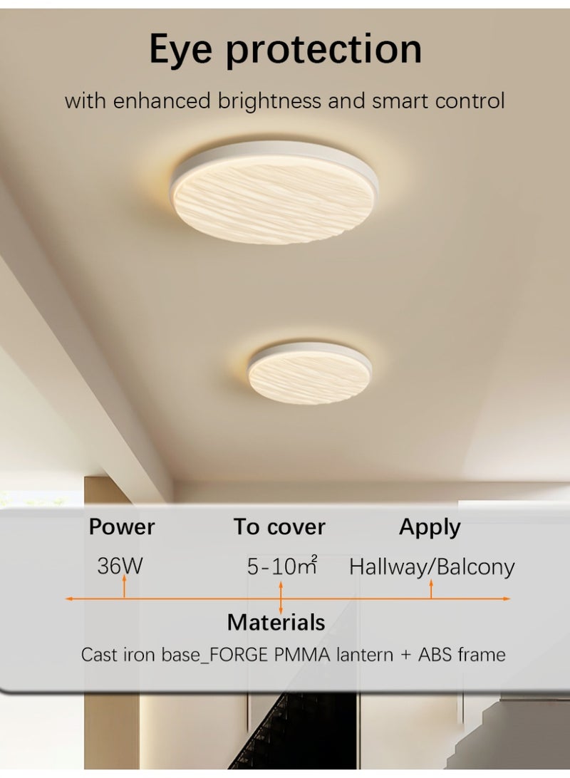 Modern Minimalist Ripple Ceiling Light | Three-Color Dimmable | Ideal for Hallways, Balconies, and Bedrooms - Image 1