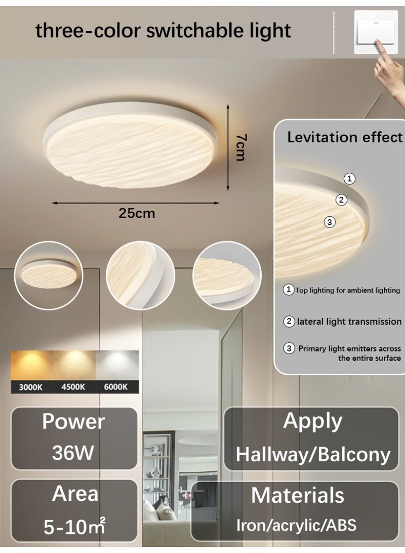 Modern Minimalist Ripple Ceiling Light | Three-Color Dimmable | Ideal for Hallways, Balconies, and Bedrooms - Image 2