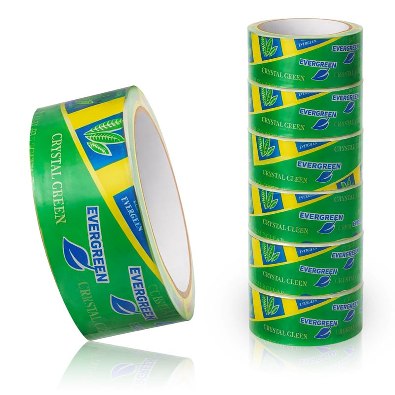 Evergreen - Tape, Model - Crystal Green, Sellotape Wide Clear, Set Of 6 PCS, 300 Yard - Image 1