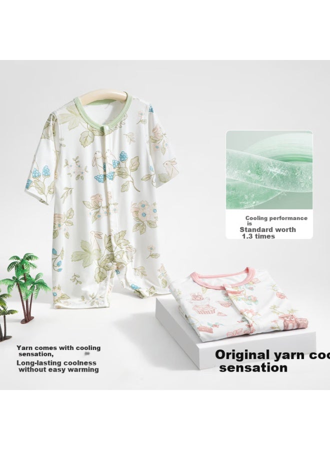Beptides Beipesi Baby Clothes Summer Thin Bodysuit Seven-point Sleeve Air-conditioning Clothes Baby Ha Clothes Newborn Crawling Clothes - Image 2
