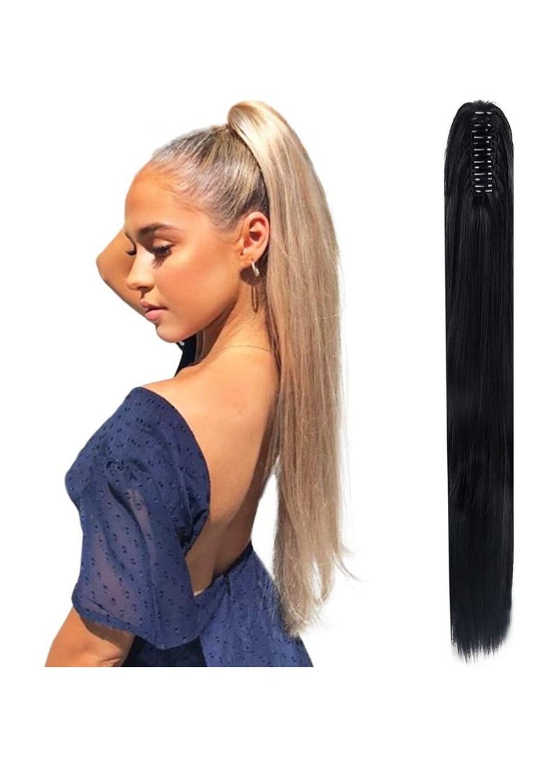 إستيل Estelle Claw Clip في شعر ذيل حصان طويل مستقيم مستقيم للنساء (أسود) - Image 1