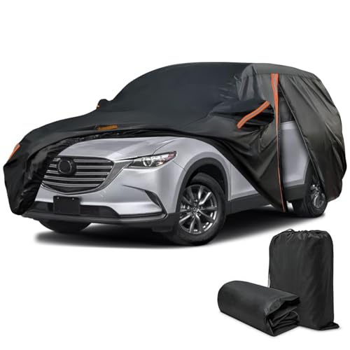 JAOGAUS Car Cover for Mazda CX CX-90 CX-9 CX-70 CX-7 CX-50 CX-5 CX-30 CX-3 2006-2025, SUV Full Car Cover Waterproof All Weather, Outdoor Sun Rain UV Snow Dust Protection, Custom Fit with Driver Door Zipper - Image 1