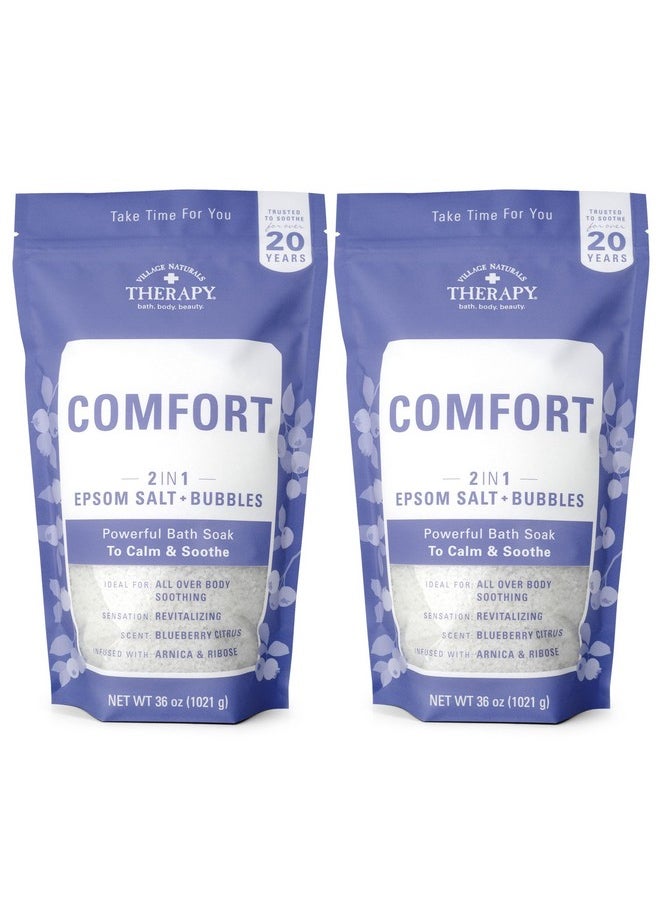 Village Naturals Therapy Village Naturals Therapy Comfort Foaming Bath Soak, Blueberry Citrus Scent, 36 oz, Pack of 2  - Image 1