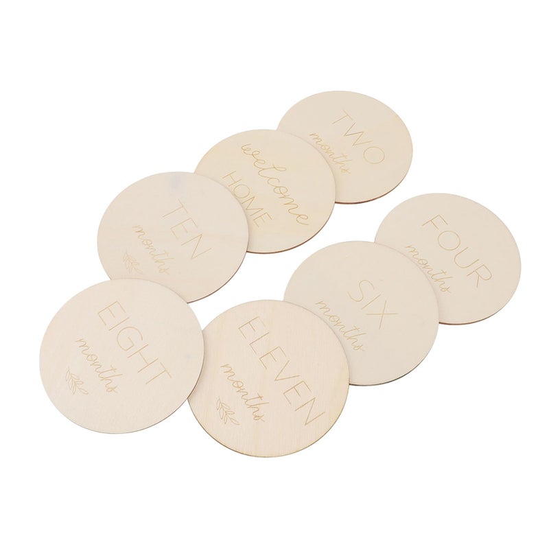 Baby Monthly Milestone Cards 7Pcs Wooden Disc Double Sided Photo Props - Image 2