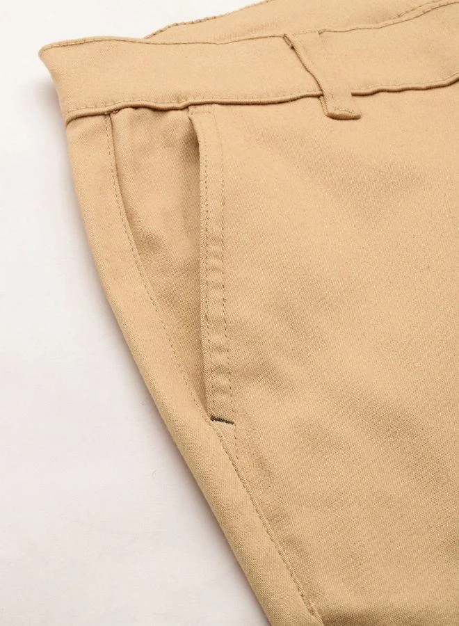 The Indian Garage Co  Men Slim Fit Solid Mid-Rise Stretchable Chinos for Men | Best Price UAE