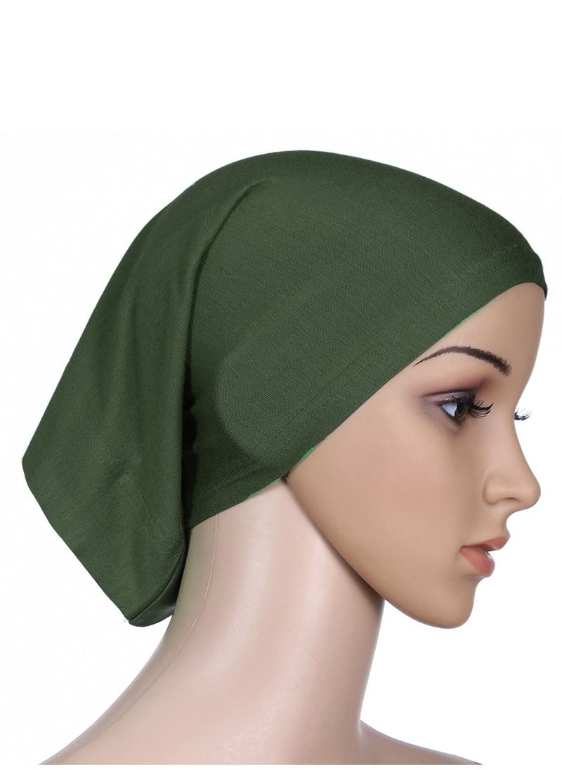 Loquat Women's Stretch Under Scarf Hijab Cap Solid Color Hijab Tube Army Green 