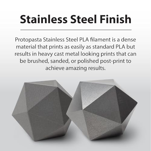 Proto-Pasta Protopasta Stainless Steel Filled PLA 3D Printer Filament | ProtoPlant Metal-Filled PLA Plastic Printer Filament with 60% Steel | Polish & Patina Friendly Metal Composite Filament | 2kg Metallic Spool - Image 3