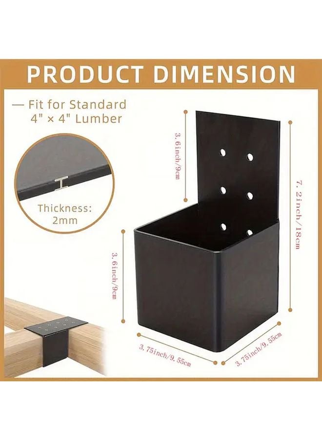 Black Heavy Duty Iron Gazebo Bracket Kit With Screws 10 16cm Wooden Post Connector - Image 4