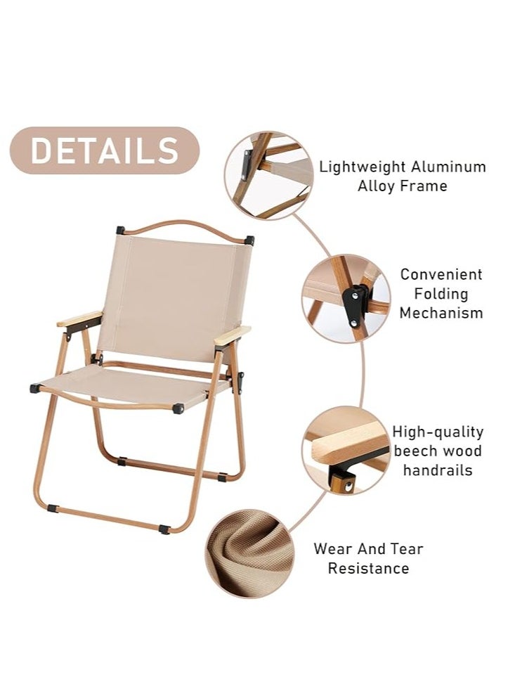 Generic - Portable Folding Chair, Large Outdoor Camping Chair, Lightweight Foldable Packing Beach Chair, for Camping Hiking Garden Travel Beach Picnic BBQ Outdoor (Beige Large 2Pcs) - Image 1