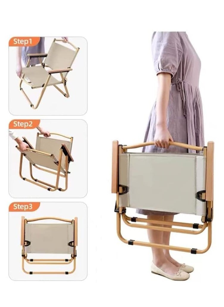 Generic - Portable Folding Chair, Large Outdoor Camping Chair, Lightweight Foldable Packing Beach Chair, for Camping Hiking Garden Travel Beach Picnic BBQ Outdoor (Beige Large 2Pcs) - Image 1