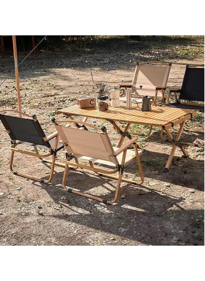 Generic - Portable Folding Chair, Large Outdoor Camping Chair, Lightweight Foldable Packing Beach Chair, for Camping Hiking Garden Travel Beach Picnic BBQ Outdoor (Beige Large 2Pcs) - Image 1