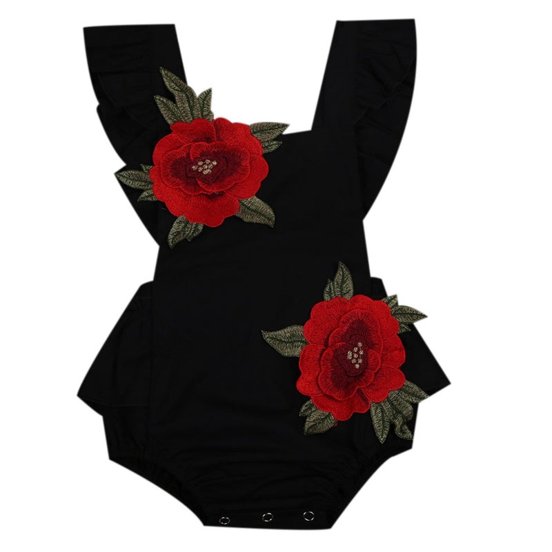 Baby Girls Jumpsuit Newborn Infant Kids Floral Clothes Summer Romper Bodysuit Sundress Outfits 612 Months Black