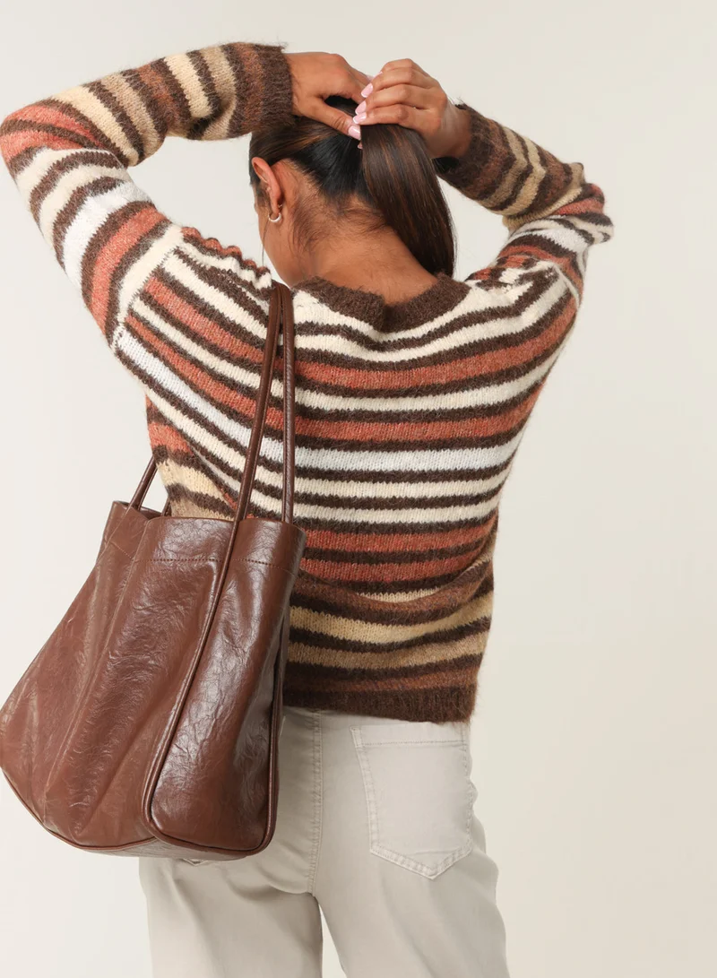 بلو فانيلا كنزة ملونة مخططة