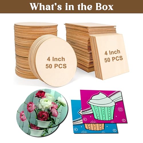 SWAGSTATION MDF Coasters - 24 Pcs, 4 Inch Square & Round, 3mm Thick - Image 2