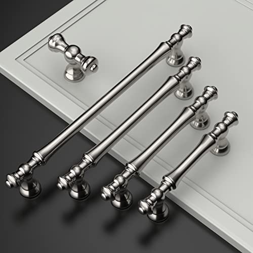 Amerdeco 10 Pack Brushed Satin Nickel Cabinet Hardware - 3.75 Inch(96mm) Hole Center Kitchen and Bathroom Drawer Pulls ZH0014 - Image 3