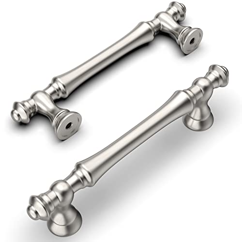 Amerdeco 10 Pack Brushed Satin Nickel Cabinet Hardware - 3.75 Inch(96mm) Hole Center Kitchen and Bathroom Drawer Pulls ZH0014 - Image 2