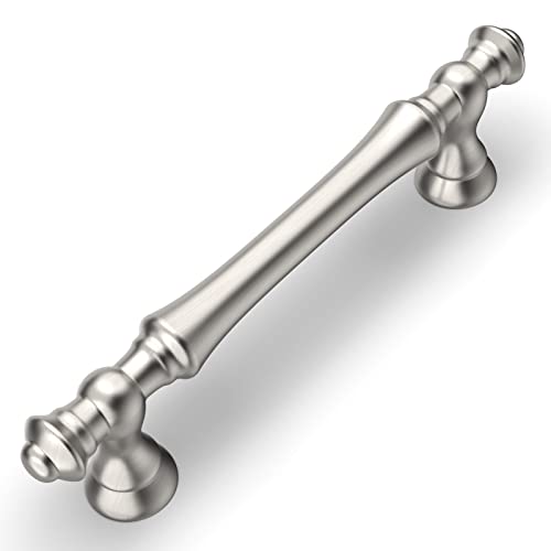 Amerdeco 10 Pack Brushed Satin Nickel Cabinet Hardware - 3.75 Inch(96mm) Hole Center Kitchen and Bathroom Drawer Pulls ZH0014 - Image 1