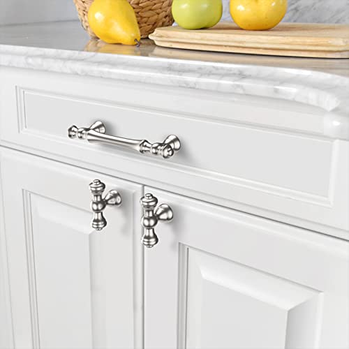 Amerdeco 10 Pack Brushed Satin Nickel Cabinet Hardware - 3.75 Inch(96mm) Hole Center Kitchen and Bathroom Drawer Pulls ZH0014 - Image 4