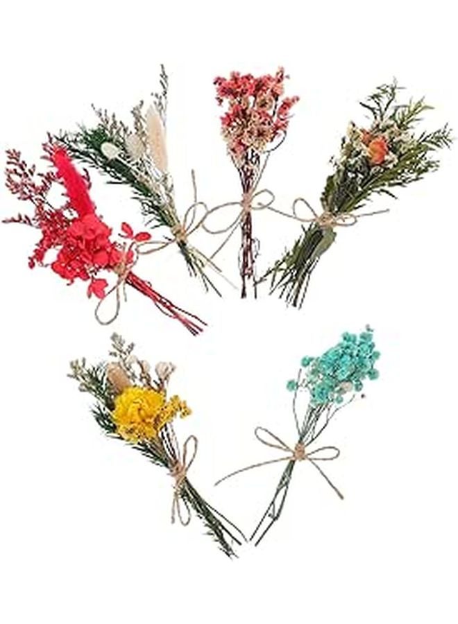 Mini Dried Flowers Bouquet 6pcs Natural For Wedding Vase Decoration DIY Craft Supplies - Image 1
