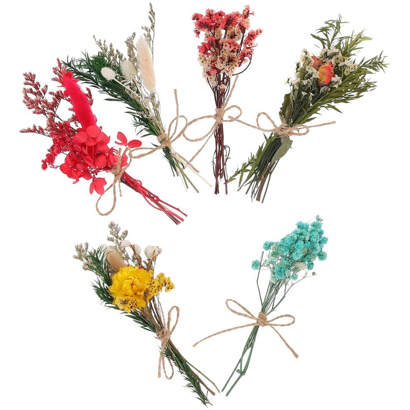 Mini Dried Flowers Bouquet 6pcs Natural For Wedding Vase Decoration DIY Craft Supplies - Image 2