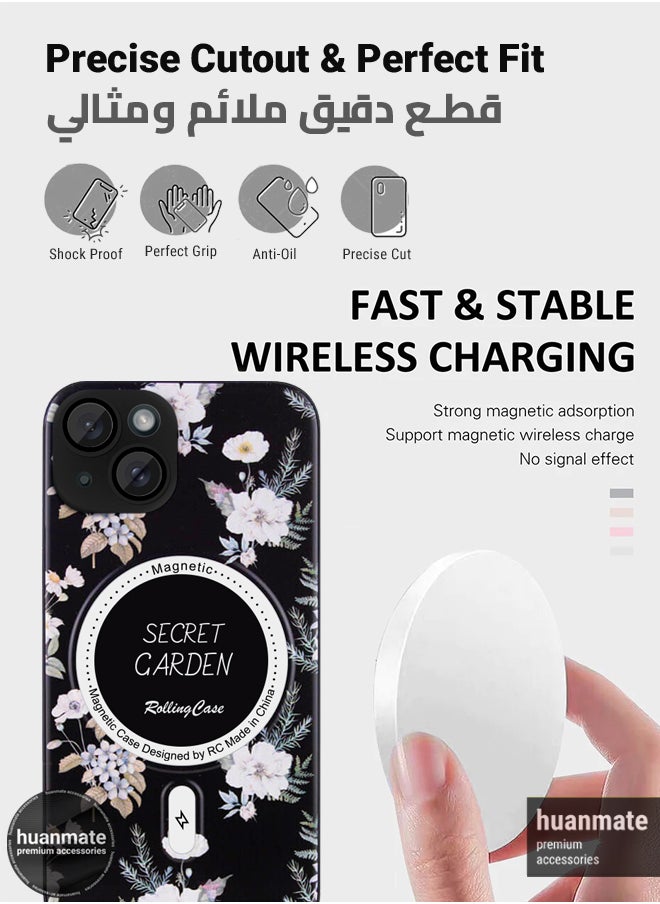 huanmate - Apple iPhone 15 MagSafe Case Black - High-Grade Strong Magnets, Wireless Charging Compatible, Shockproof, Anti-Scratch Ultra Slim Magnetic Cover for Apple iPhone 15 - Image 1