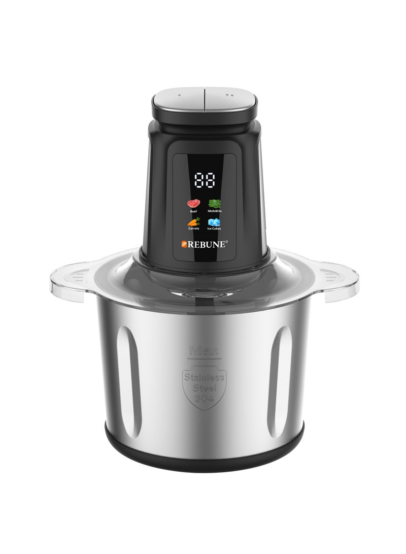 REBUNE Electric Vegetable and Meat Chopper, 2 Liters, 350W – with Digital Display – 2 L 350 W RE-2-188 BLACK - Image 1