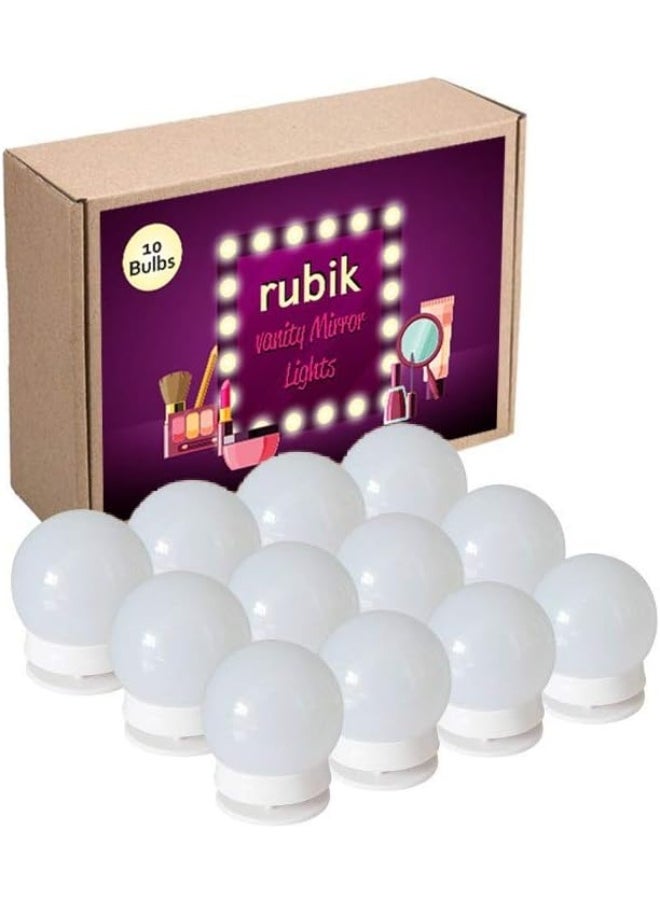 Rubik - Mirror Lights, Hollywood Style LED Vanity Mirror Lights Kit with 10 Dimmable Light Bulbs, Lighting Fixture Strip for Makeup Vanity Table Set in Dressing Room (Mirror Not Include) - Image 1