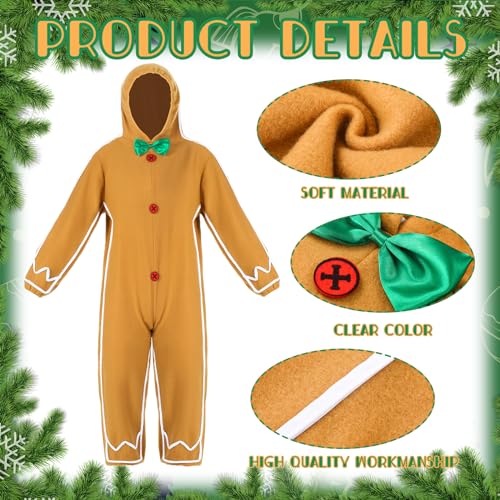 Geyoga Gingerbread Man Costume for Kids Home Clothing Christmas Gingerbread Outfit Bodysuit Hooded UnisexClassic34 Years - Image 5