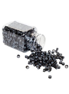 1000pcs Hair Extensions Beads Micro Links Beads 5mm Silicone Lined Beads for Hair Extensions Dark Brown
