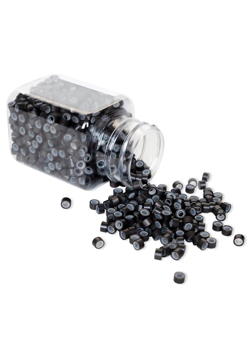 coloryoung - 1000pcs Hair Extensions Beads Micro Links Beads 5mm Silicone Lined Beads for Hair Extensions Dark Brown - Image 1