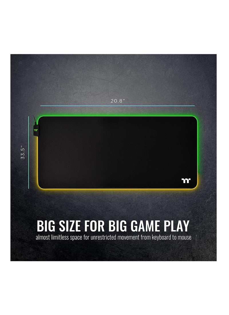 Thermaltake - Thermaltake Level 20 RGB 16.8 Million RGB Color Software Enabled (TT RGB Plus / iTake / Alexa / Razer Chroma) Splash-Proof / Anti-Slip Rubber Base 900mm x 400mm Gaming Mouse Pad GMP-LVT-RGBSXS-01 - Image 1
