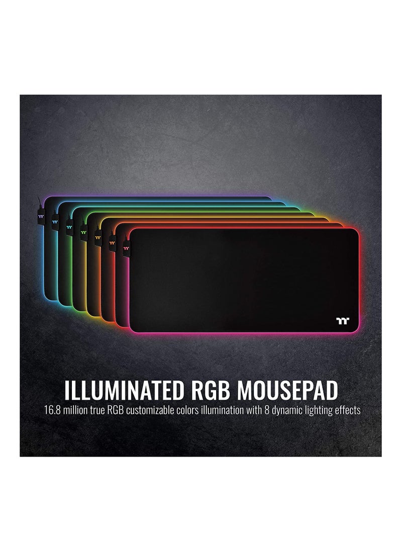 Thermaltake - Thermaltake Level 20 RGB 16.8 Million RGB Color Software Enabled (TT RGB Plus / iTake / Alexa / Razer Chroma) Splash-Proof / Anti-Slip Rubber Base 900mm x 400mm Gaming Mouse Pad GMP-LVT-RGBSXS-01 - Image 1