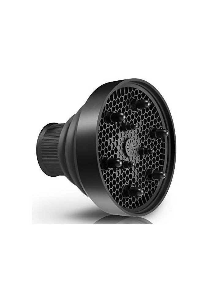 Universal Hair Diffuser Adaptable for Blow Dryers with 1.4-Inch to 1.96-Inch,for Curly or Wavy Hair, Lightweight Foldable Portable Travel Folding Design - Black - Image 2