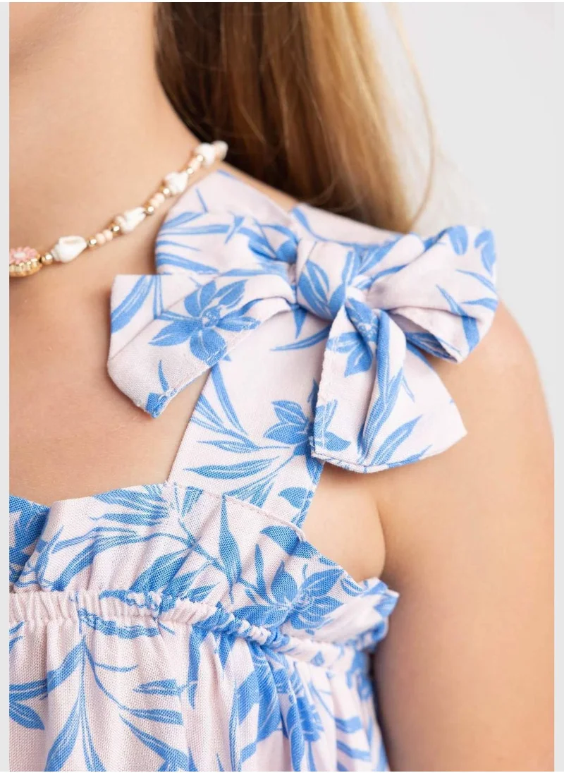 ديفاكتو Strappy Floral Print Mini Dress