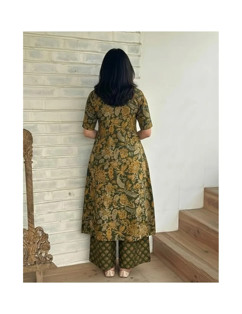 Gosriki GoSriKi Women's Rayon Viscose Straight Printed Kurta with Palazzo