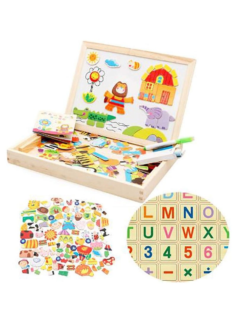 Wooden Magnetic Puzzle Figure Animals Farming Drawing Board Box Kids Educational Toy cm - Image 2
